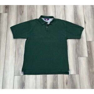 Champion Authentic Apparel Green Short Sleeve Polo 100% Cotton Mens Sz Large